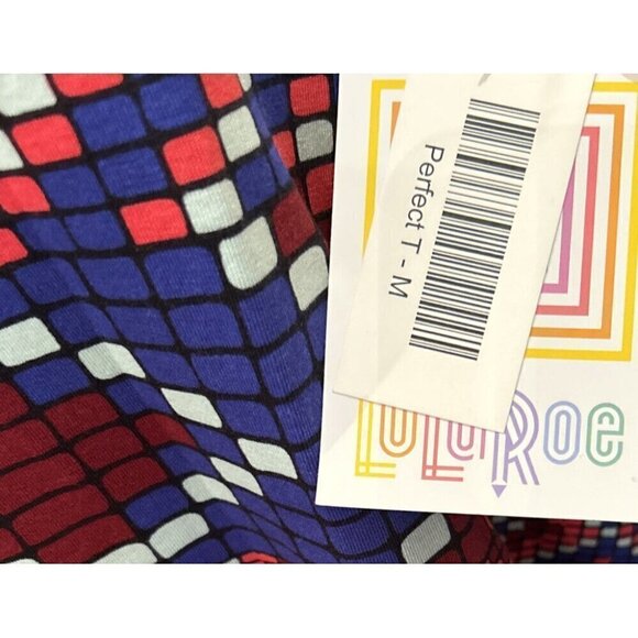 LuLaRoe Perfect T Shirt Multicolor Geometric Aztec Swing Tunic Top Size Medium - Picture 3 of 3